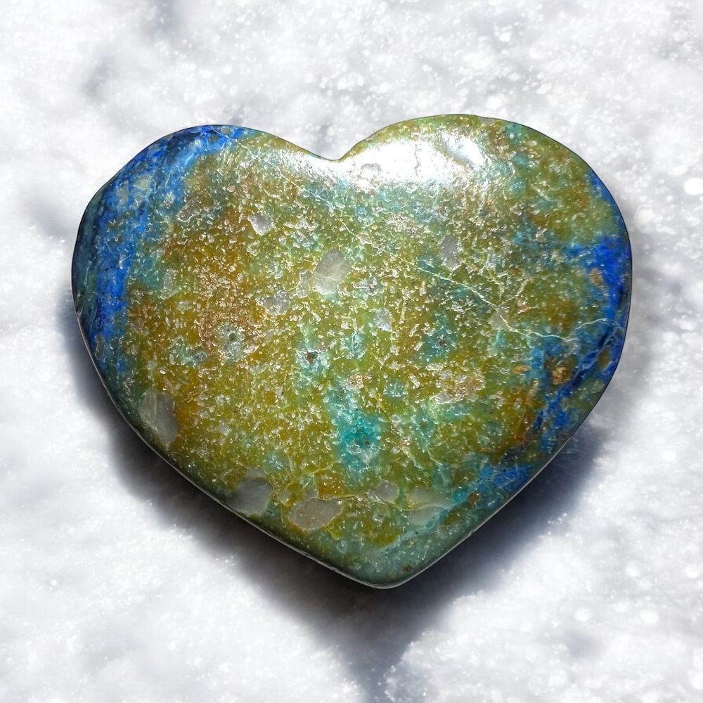 Azurite Heart Carving‎ Meditation Stone